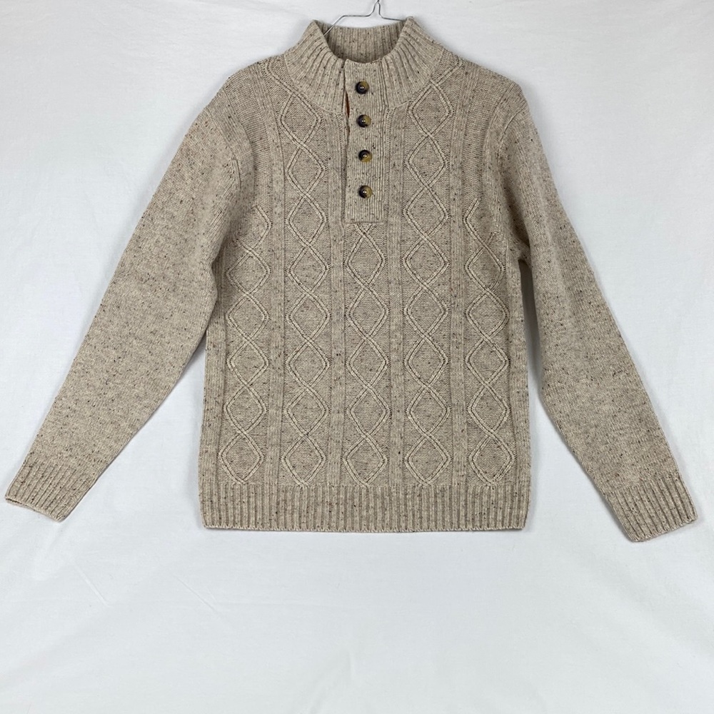 True Rock Women’s Pullover 4 Button Sweater Size XL Cream Tan Wool Blend